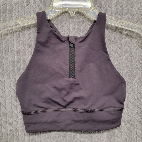 Lululemon Sports Top Bra Size 4 Purple Black Strappy Zipper Workout Gym - Picture 1 of 8